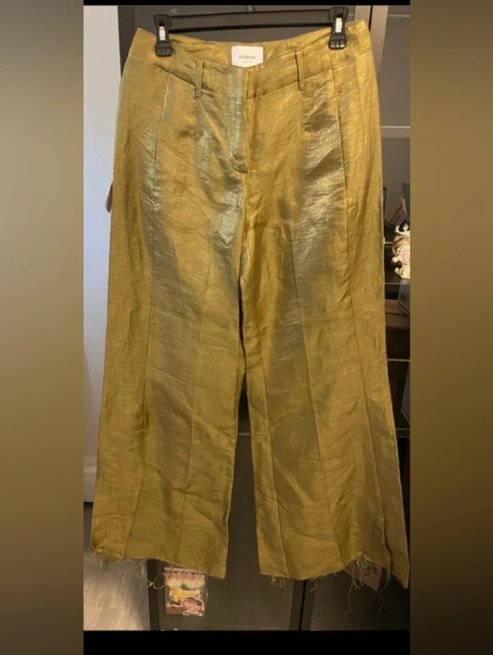 Dondup Metallic Olive-Gold Wide-Leg Trousers